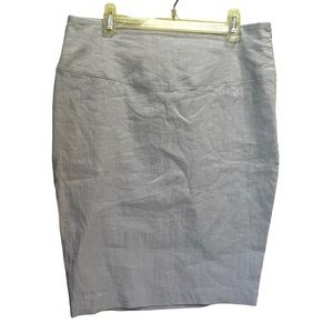 Sarah Pacini Linen Pencil Straight Skirt Lightweight Minimalist Zip Casual Gray